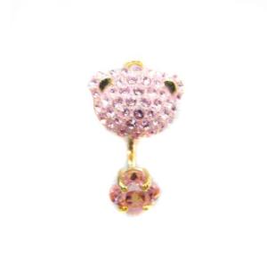 SWAROVSKI ドロップピアス Teddy くま ストーン ピンク