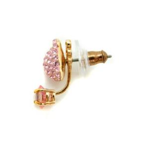 SWAROVSKI ドロップピアス Teddy くま ストーン ピンク