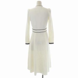 CELFORD ボウタイニットワンピース ロング ミモレ丈 長袖 36 ホワイト ブラック