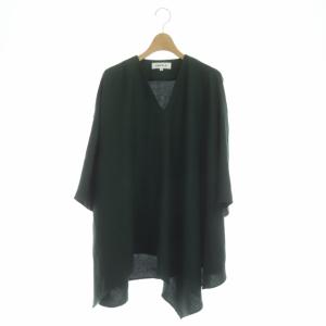 20SS リネンライク ランダムヘムプルオーバー カットソー 七分袖 Vネック 38 グリーン