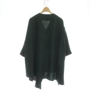 ENFOLD 20SS リネンライク ランダムヘムプルオーバー カットソー 七分袖 Vネック 38 グリーン