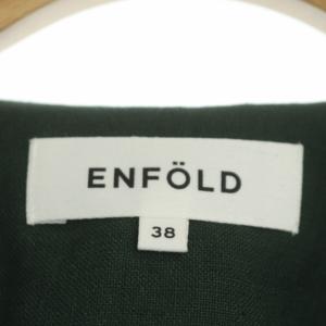 ENFOLD 20SS リネンライク ランダムヘムプルオーバー カットソー 七分袖 Vネック 38 グリーン