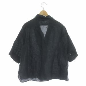 MARGARET HOWELL 20SS SOFT LINEN シャツ 半袖 ショールカラー 2 チャコールグレー