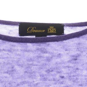 Drawer リネン シルク混 ニット カットソー プルオーバー 長袖 薄手 1 ライトパープル 薄紫