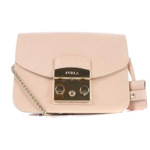 メトロポリス チェーンショルダーバッグ ロゴ レザー ピンクべージュ