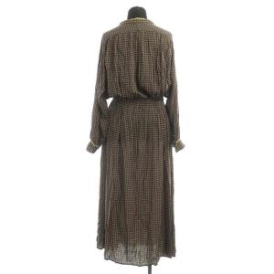 Spick&Span 小紋プリントワンピース 総柄 ギャザー 36 ブラウン