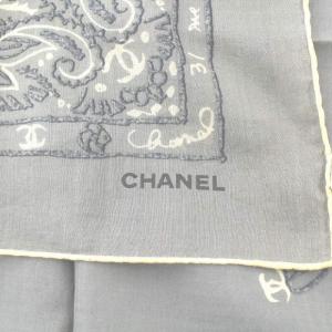 CHANEL スカーフ 大判 ココマーク ペイズリー グレー OH