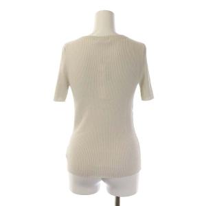 GALERIE VIE ギザコットンリブ ボートネックプルオーバー ニット カットソー 半袖 S ライトベージュ