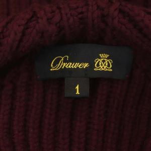 Drawer ウール クルーネック ロングニット セーター チュニック丈 長袖 畦編み 1 ボルドー