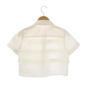 BORDERS at BALCONY CROPPED COTTON SHIRT シャツ 半袖 前開き 比翼ボタン フリル ショート丈 コンパクト 36 白 ホワイト