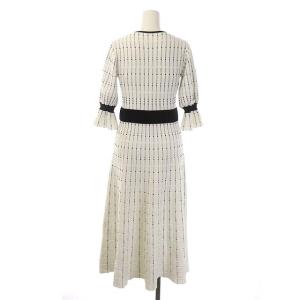 GRACE CONTINENTAL バイカラーフレアニットワンピース キャミソール付き 36 ホワイト