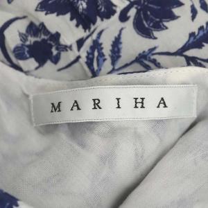 MARIHA フラワープリント ノースリーブワンピース ボタニカル柄 フレア 38 ネイビー