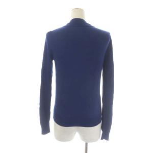 PRADA ウールシルクフリルネックカーディガン ニット 長袖 40 紺 ネイビー P25G23