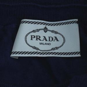 PRADA ウールシルクフリルネックカーディガン ニット 長袖 40 紺 ネイビー P25G23