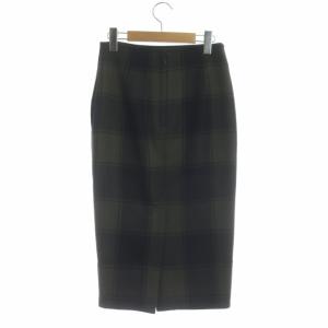 MADISONBLUE 20AW SOFIE LONG SK CHECK タイトスカート ウール XS カーキ ネイビー