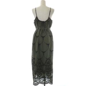 Grace Class 21AW モスリン刺繍キャミドレス キャミワンピース タック ロング フレア 36 カーキ 黒 ブラック