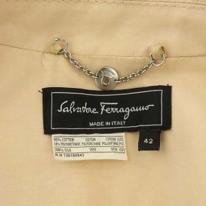 Salvatore Ferragamo ガンチーニ釦 チェスターコート リボンベルト付き 42 ペールオレンジ
