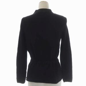 Salvatore Ferragamo ウール ニットカーディガン 総柄 長袖 リボン M ブラック