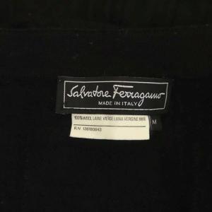Salvatore Ferragamo ウール ニットカーディガン 総柄 長袖 リボン M ブラック