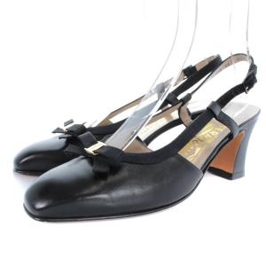 パンプス ストラップ レザー ヴァラ ハイヒール 7.5 ブラック