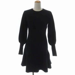 Cozue Anzai Spick 21AW ニットワンピース 膝丈 長袖 裾フレア ブラック
