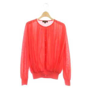 18Gフロントギャザー ニットカーディガン コットン シアー 薄手 長袖 2 ピンク