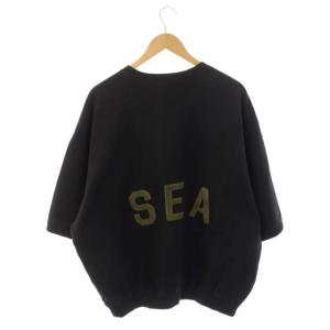 WIND AND SEA ロゴ刺繍 プルオーバー トレーナー スウェット 七分袖 L ダークグレー