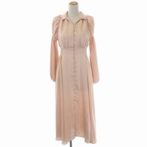 22SS ハンカチヘムサテンワンピース ロング パフスリーブ 長袖 36 ライトピンク