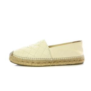 CHANEL G32910 シューズ スリッポン マトラッセ ココマーク エスパドリーユ 37 アイボリー 