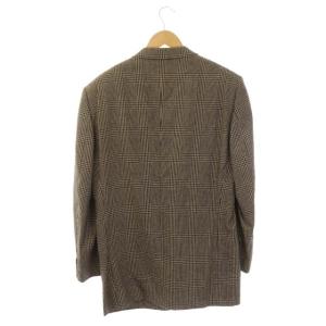 Ermenegildo Zegna チェックテーラードジャケット カシミヤ100 3B 総裏地 50 ベージュ ブラウン ブラック