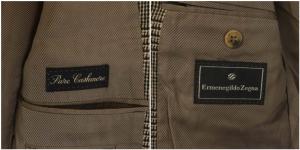 Ermenegildo Zegna チェックテーラードジャケット カシミヤ100 3B 総裏地 50 ベージュ ブラウン ブラック