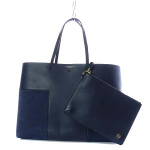 ブロック T BLOCK T トートバッグ レザー スエード ポーチ付き ネイビー