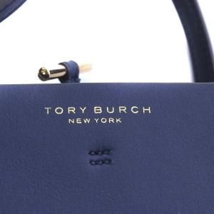 TORY BURCH ブロック T BLOCK T トートバッグ レザー スエード ポーチ付き ネイビー