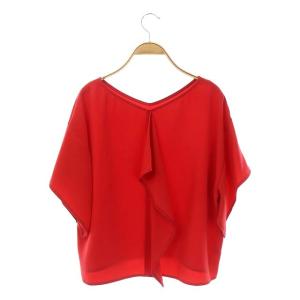 ADORE マットジョーゼットブラウス Vネック プルオーバー ラッフル 五分袖 38 レッド