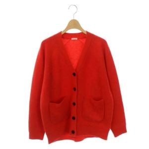 カタアゼVネックカーディガン ウールカシミヤ 厚手 長袖 36 レッド