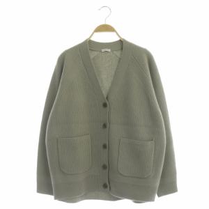 カタアゼVネックカーディガン ウールカシミヤ ニット 長袖 36 グレー