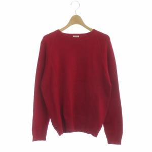 カットソー トレーナー 長袖 プルオーバー ウォッシャブル スウェットライクニット クルーネック 34 レッド