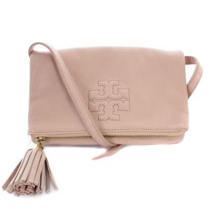 TORY BURCH ショルダーバッグ タッセル ロゴ レザー ピンクべージュ