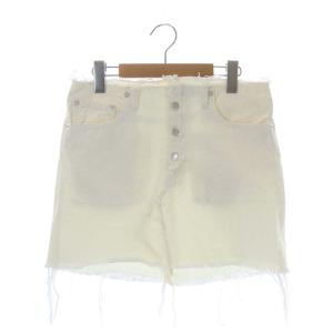 デニムスカート 台形 ミニ カットオフ ボタンフライ 01 ホワイト