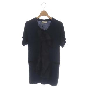 22FAG ST HONORE カットソー 半袖 プルオーバー リボン XS ネイビー ブラック