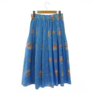 franche lippée バスケットネコ スカート ミモレ丈 M ライトブルー