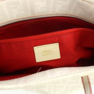 FENDI トートバッグ ズッカ柄 レザー ホワイト グレー