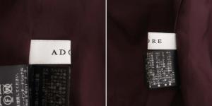 ADORE ダブルサテンストライプスカート ロング フレア ギャザー イージー 38 ボルドー 白 ホワイト