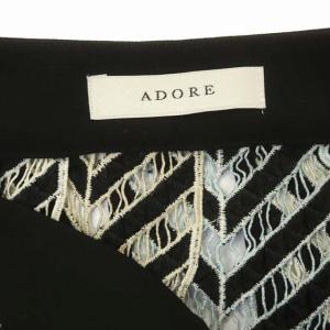 ADORE ヘリンボーンレーススカート レイヤード 2点セット ロング 台形 レース 刺繍 38 マルチカラー