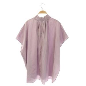 ADORE 21SS クールタイプライターブラウス シャツ ハイネック 五分袖 チュニック丈 ギャザー 38 ラベンダー