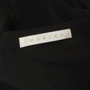 MARIHA 夏の光のドレス ワンピース Vネック 半袖 ロング フレア ギャザー 黒 ブラック