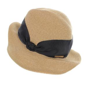 Athena New York ペーパーハット 帽子 リボン べージュ 黒 ブラック