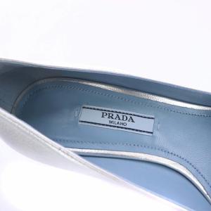 PRADA ベルトデザイン ポインテッドトゥ パンプス 35 22.5cm シルバー