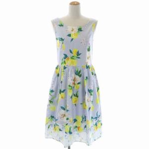 レモン ワンピース ひざ丈 ノースリーブ 1 ライトグレー マルチカラー