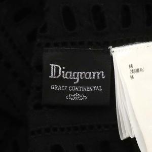 Diagram GRACE CONTINENTAL ボーダーカットワークワンピース フレア ロング 長袖 コットン 36 ブラック